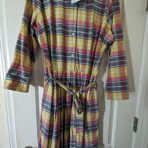 Lands End Madras Shirt Dress